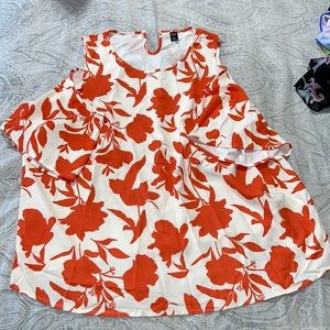 Flowery orange and cream blouse